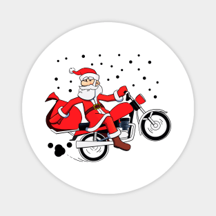 Funny Ugly Christmas Sweater. Santa On Motorcycle. Magnet